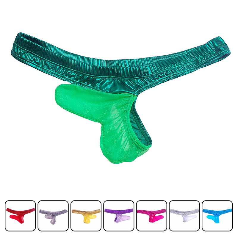 Patent Leather Shine - Трусы-стринги мужские из искусственной кожи, прозрачные,