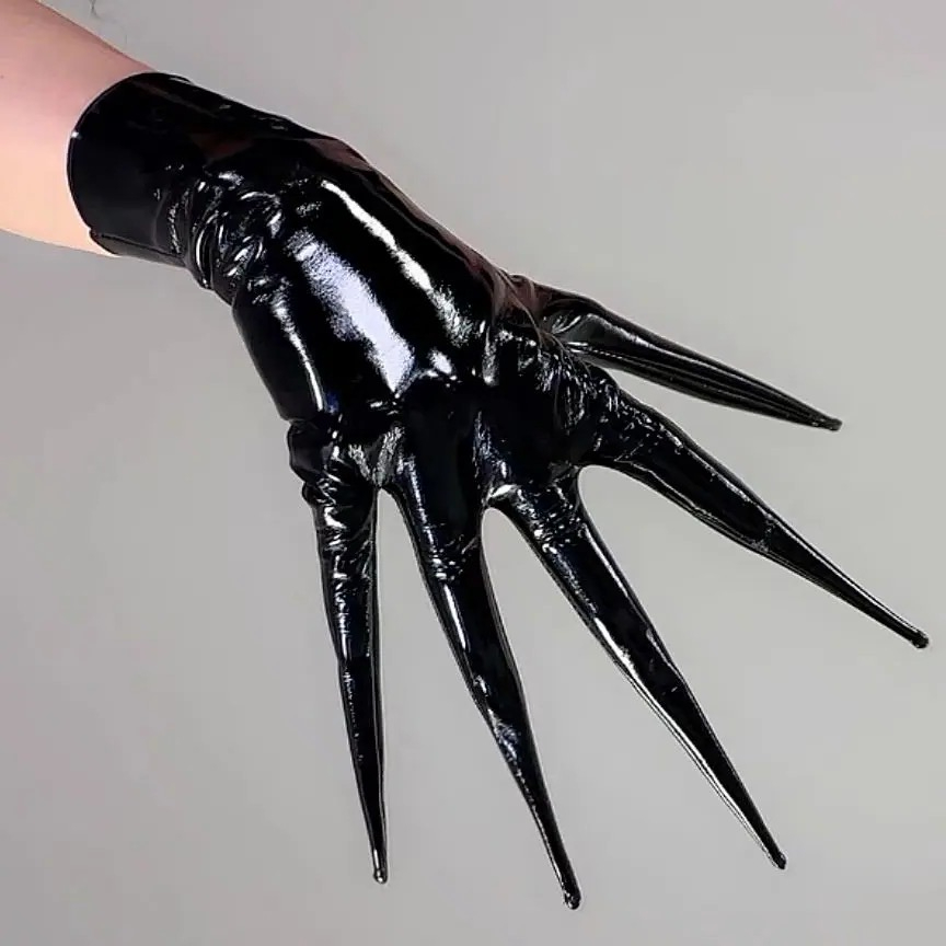 Черные перчатки-когти с заостр – обзор и цена Patent Leather Shine